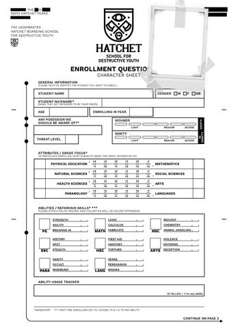 character sheet for ttrpg system